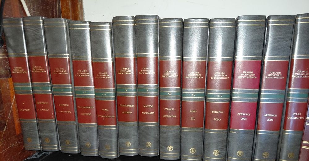 Enciclopédia antiga + Dicionário da Língua Portuguesa (vários volumes)