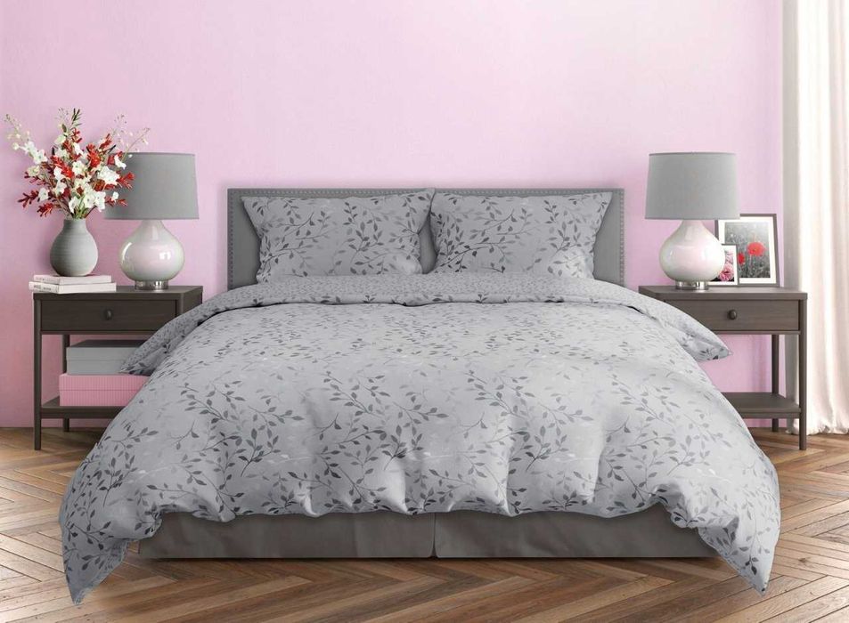 Komplet pościeli 160x200+ 2 x poszewka 70x80 satyna bawełniana kwiaty