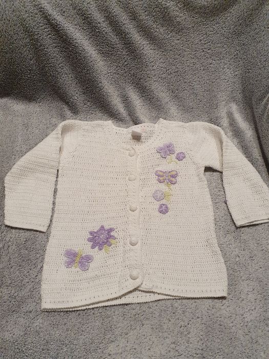 Biały sweterek na guziki H&M, rozm.80