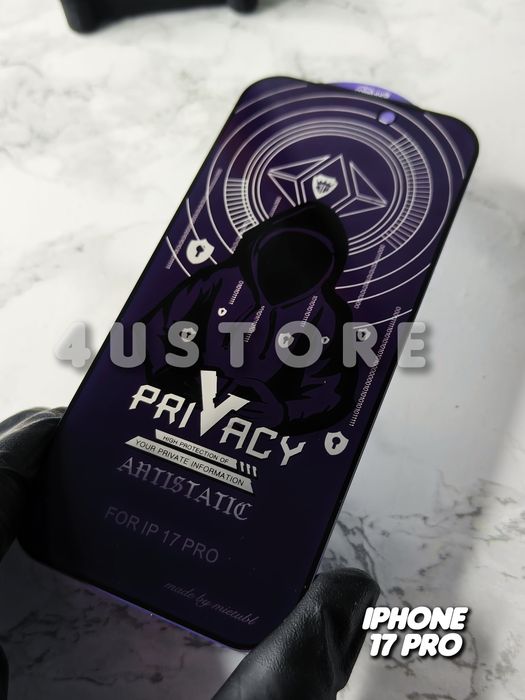 Защитное стекло анти шпион на iPhone 17 privacy атнишпион приватное захисне скло анти шпигун антишпигун на айфон приватне  защита от подглядывания