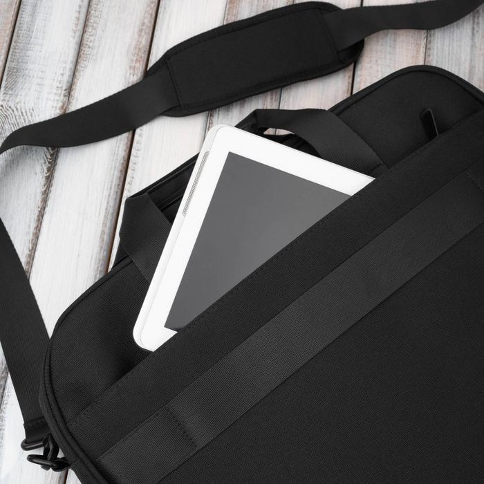 torba na laptopa czarna unisex materiałowa lekka do ręki na ramię