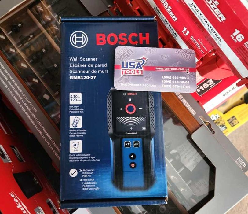 Детектор прихованої проводки, сканер стін Gen2 Bosch GMS120-27