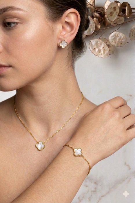 Conjunto trio trevo perlado