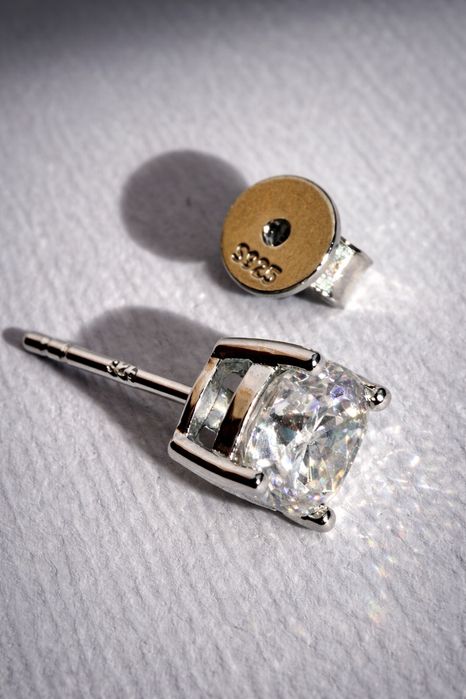 Серьги с муассанитами 1 карат  серебро 925
