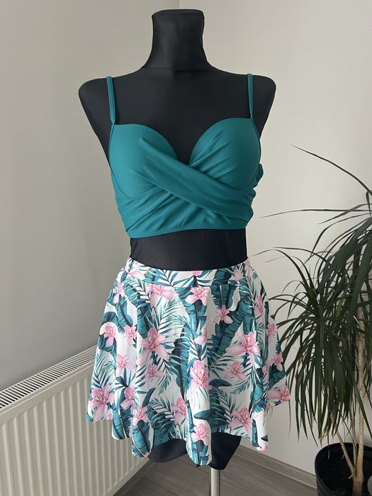 Strój kąpielowy 3w1 S bikini spódniczka push-up