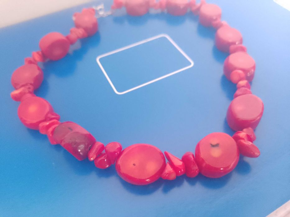 Koral naturalny czerwony sznur srebro925 naszyjnik 1