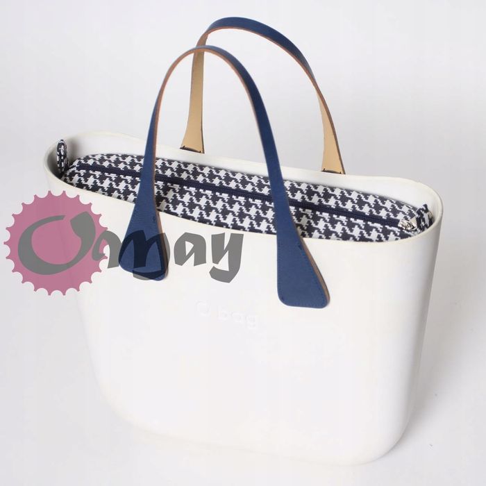 organizer OBAG MINI +OPASKA pepitka granatowo biała 2 kieszenie OMAY