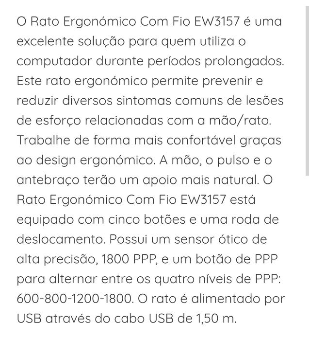 Rato Ergonómico com fio.