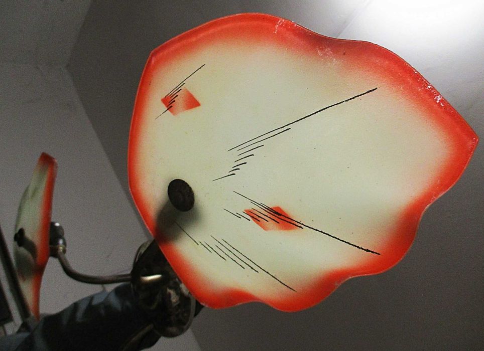 Lampa Wisząca Chrom Szklane Liście PRL