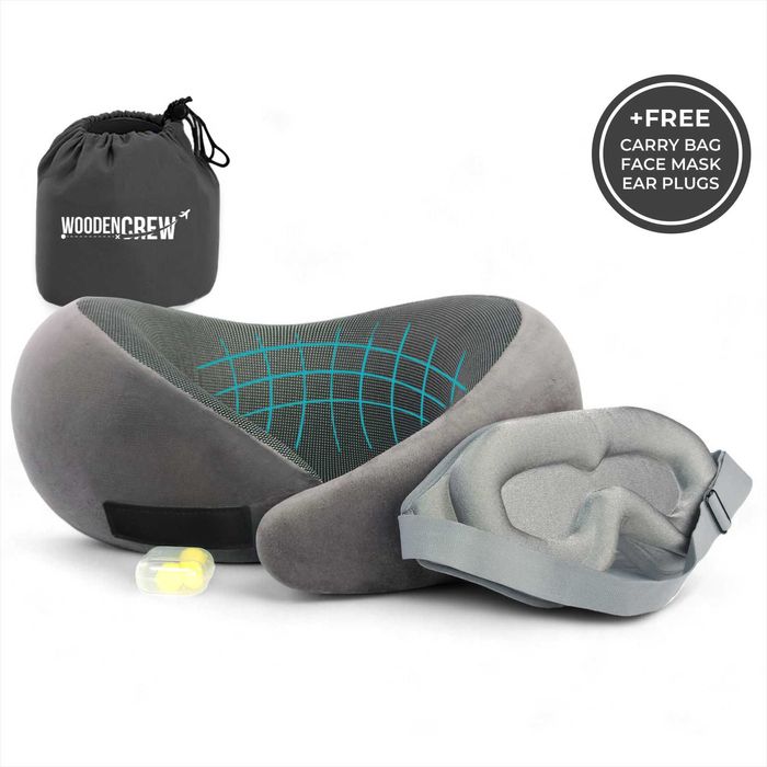 Подушка для шиї з підтримкою 360° + сумка + маска + беруші