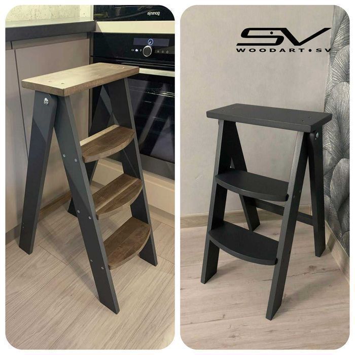 Драбина дерев'яна складна для кухні вбиральні Стремянка деревянная Бук