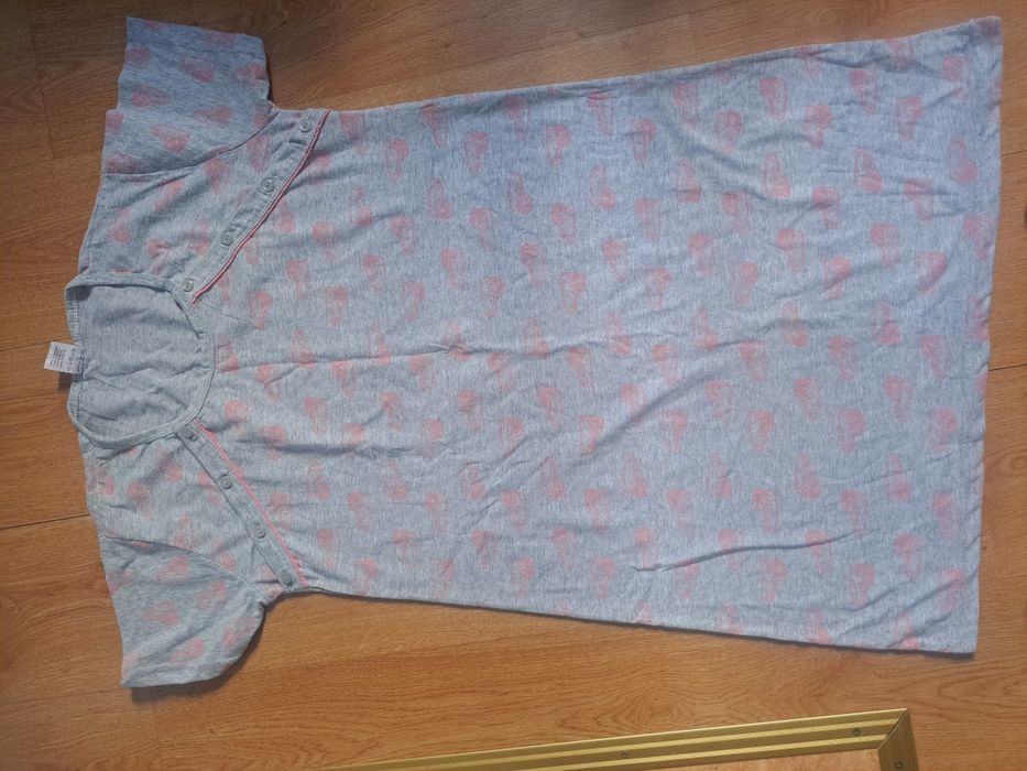 Koszula do karmienia szara w serduszka L