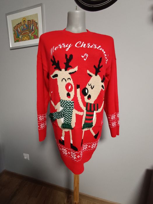Sweter świąteczny czerwony Reserved