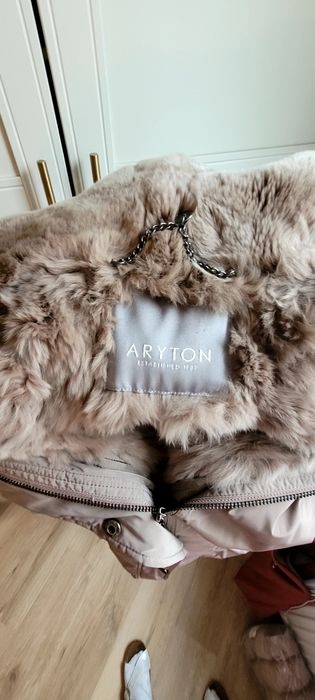 Parka kurtka ARYTON futro podpinka beżowa 36 S królik