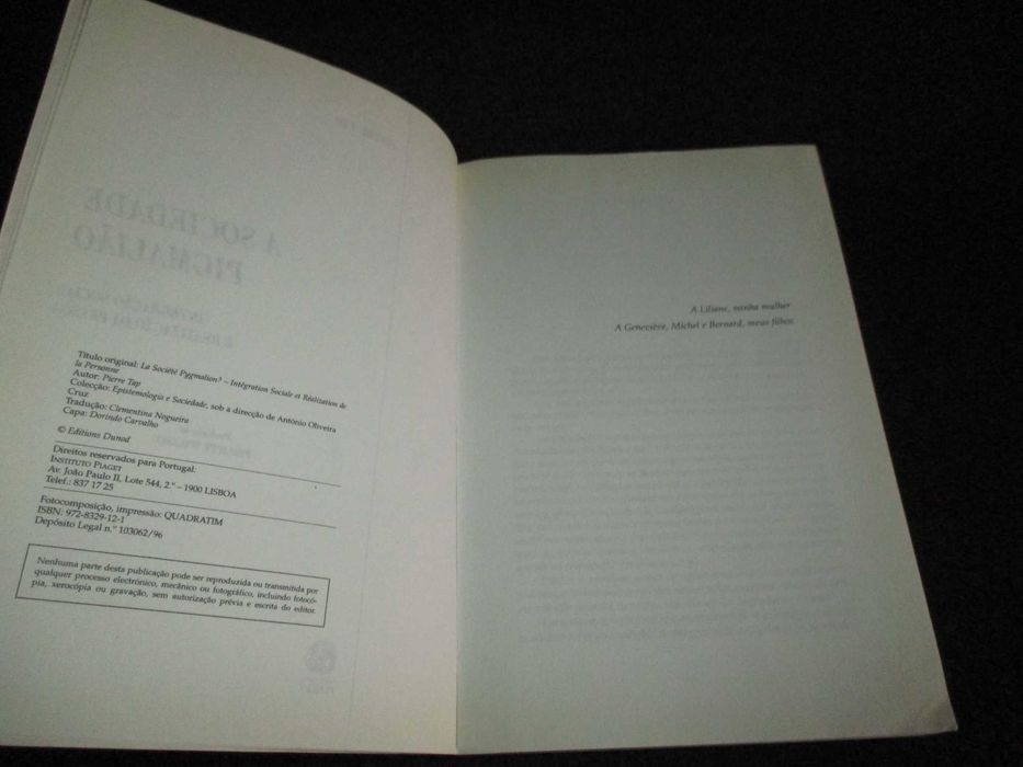 Livro A Sociedade Pigmalião Pierre Tap