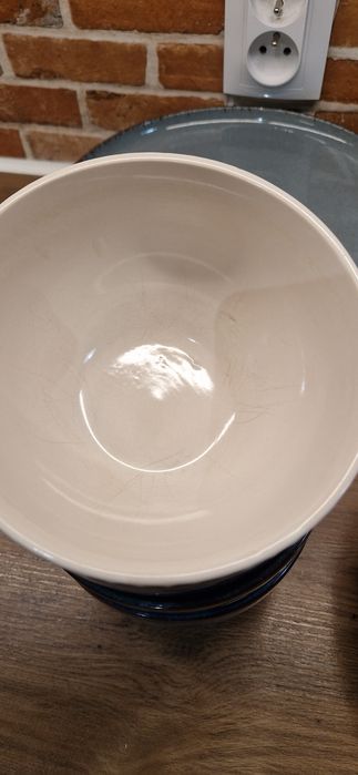 Serwis obiadowy, zestaw talerzy kubków porcelana niebieski Ambition