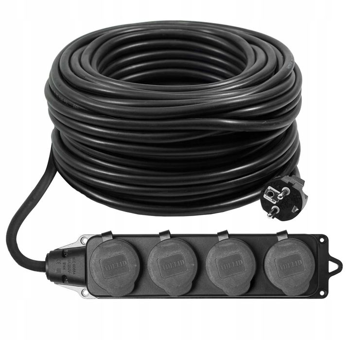 Przedłużacz Budowlany 10m 3x 2,5mm Rozgałęźnik 4 Gniazda 230v NOWY