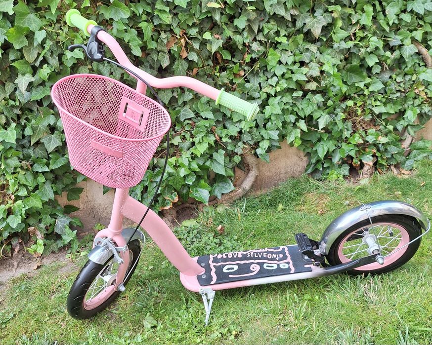 Różowa hulajnoga koła pompowane 12 cali dziecięca