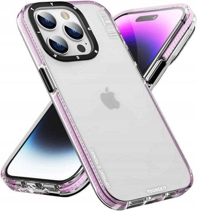 Etui na iPhone'a 14 Pro, półprzezroczyste matowe, różowe