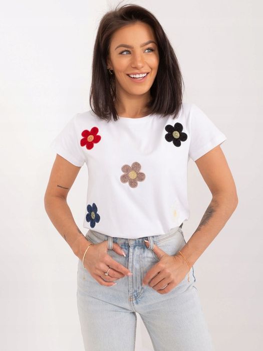 T-shirt Z Aplikacją Koszulka Damska Z Bawełny