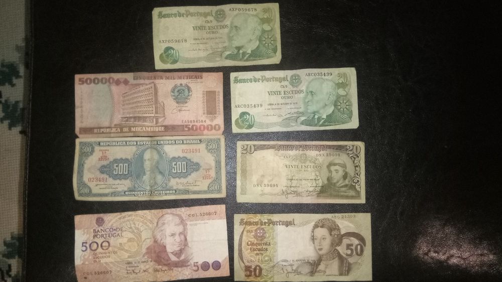 Moedas de escudos, centavos, comemorativas e notas-lote64751143698434123