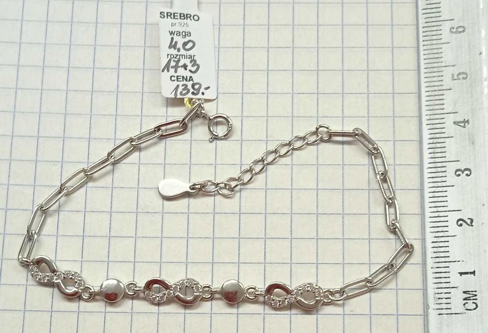 Bransoletka z kulkami nieco inna Srebro 925 NOWE 17+3cm