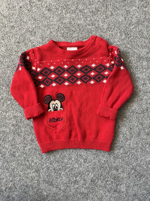 Sweterek zimowy świąteczny Myszka Miki 3-6 miesięcy 68 cm