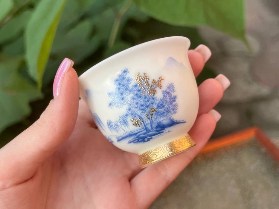 Унікальний Колекційний Фарфоровий Чайний Сервіз чайник + 3 піали