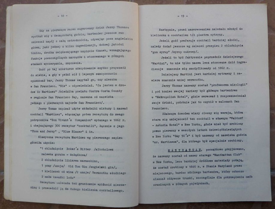 Materiały dla słuchaczy kursu barman - mixer - Zdzisław T. Nowicki - 1973r.