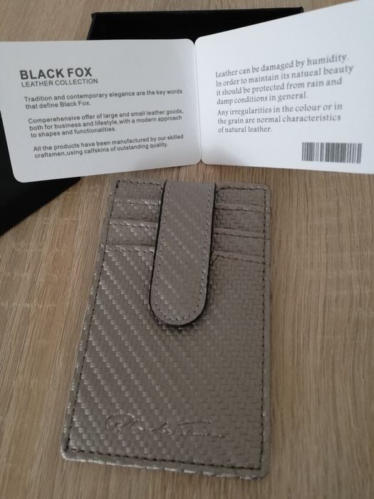 Skórzane etui na karty Black Fox, antykradzieżowe  etui z ochroną RFID