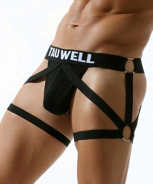 Bielizna jockstrap uprząż męska pasy na uda stringi TAUWELL sport S
