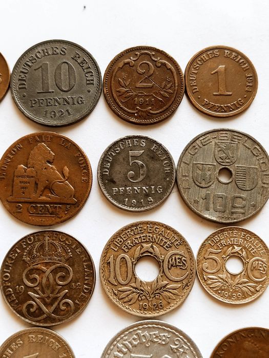 25 старовинних монет світу. Німеччина Швеція Франція Бельгія Голландія