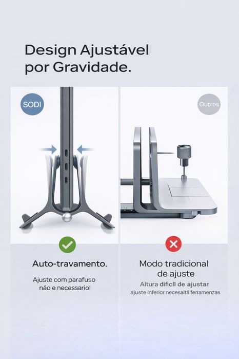 Suporte Vertical em Alumínio para Portátil – Novo