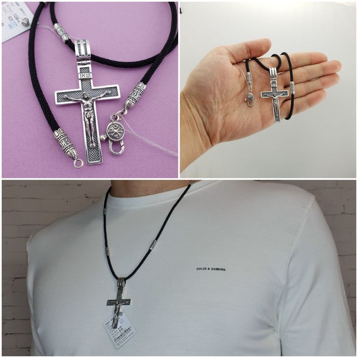 Шелковый шнур на шею серебряной застежкой Гайтан шнур 3 мм серебро 925