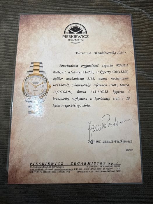 Rolex Datejust referencja 116233