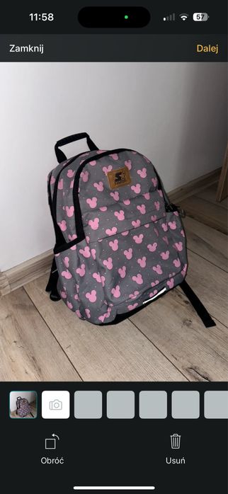 Plecak szkolny tornister do szkoły minnie mouse szaro różowy