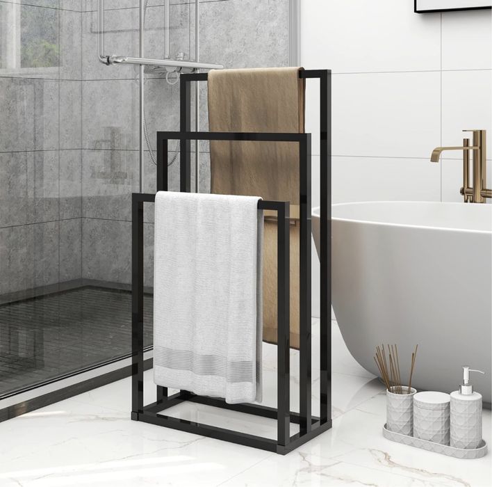 Nowy JELUTE wolnostojący metalowy wieszak na ręczniki, 3 poziomy!