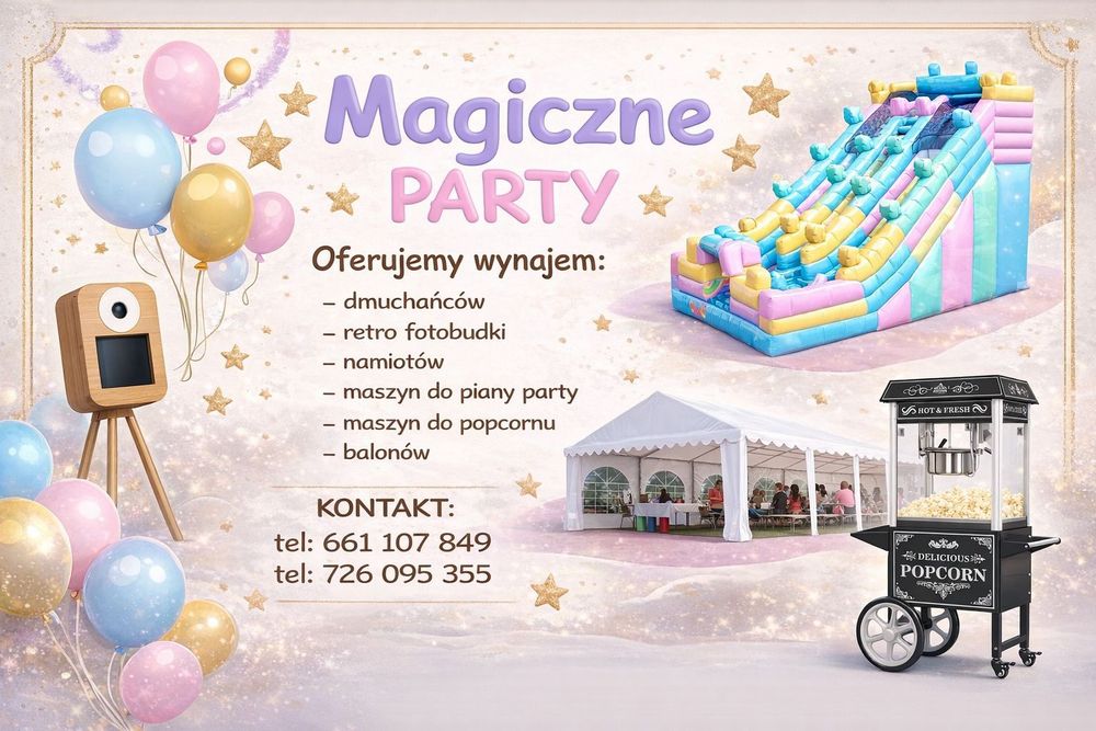 Wynajmę Dmuchaniec/Namiot/Piana Party/Fotobudka