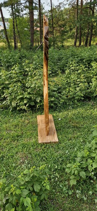 Drewniana lampa stojąca Led