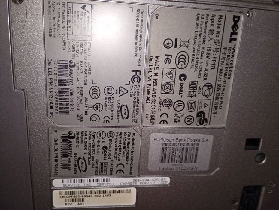 Laptop dell sprzedam brak kasy