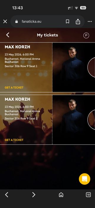 Макс Корж 2 білети в Бухарест