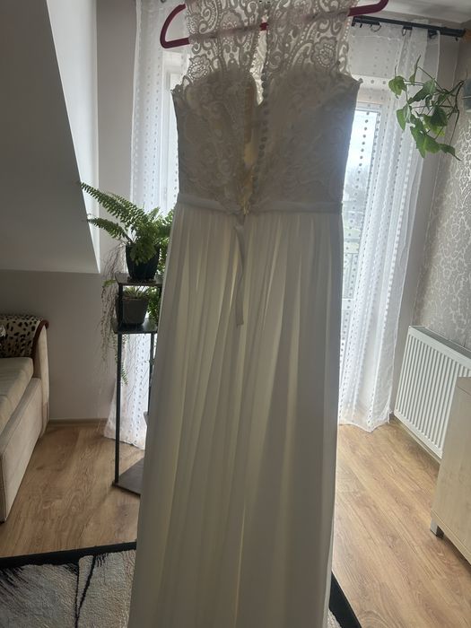 Suknia ślubna muślinowa haft S salon Demi