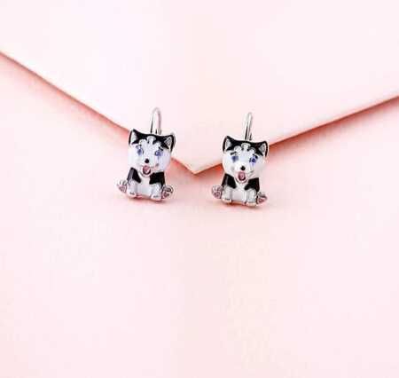 Srebrne kolczyki dla dziewczynki haski