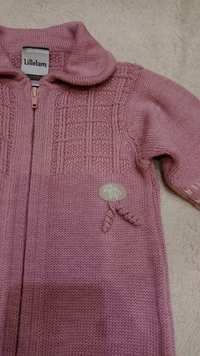 Śliczny kombinezon wełniany, Merino Wool wełna Lillelam 80