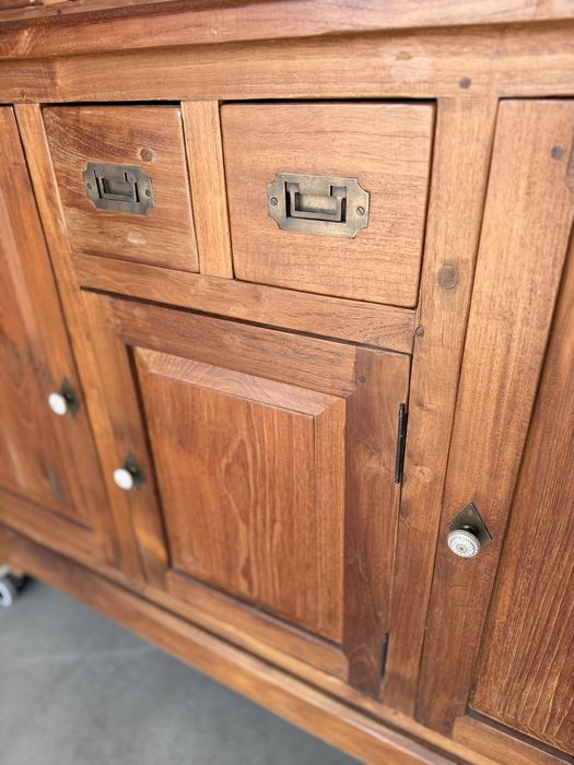 Kredens tekowy z duszą vintage retro DREWNO apteczny RYSTYKALNY