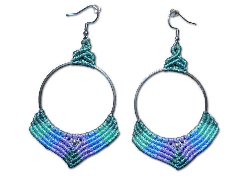 Lekkie kolczyki ze sznurka, makrama, handmade, stal nierdzewna