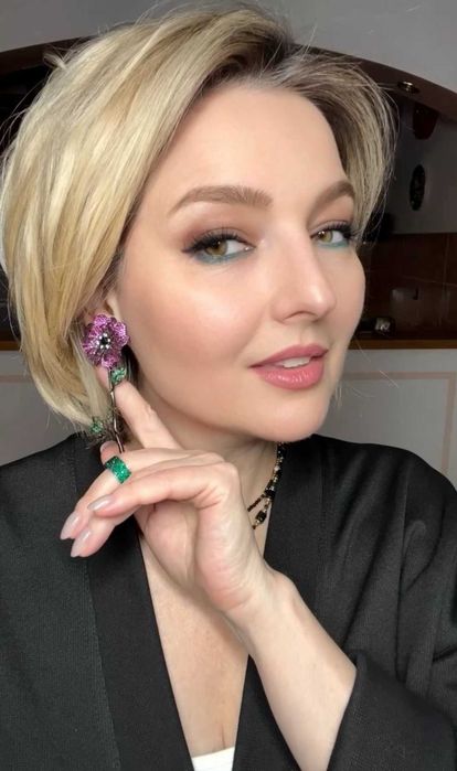 Серьги "Пурпурові Маки" кристали Swarovski