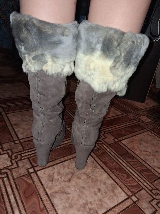 Зимові замшеві  сапоги