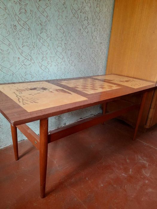 Ława patyczak PRL, intarsja