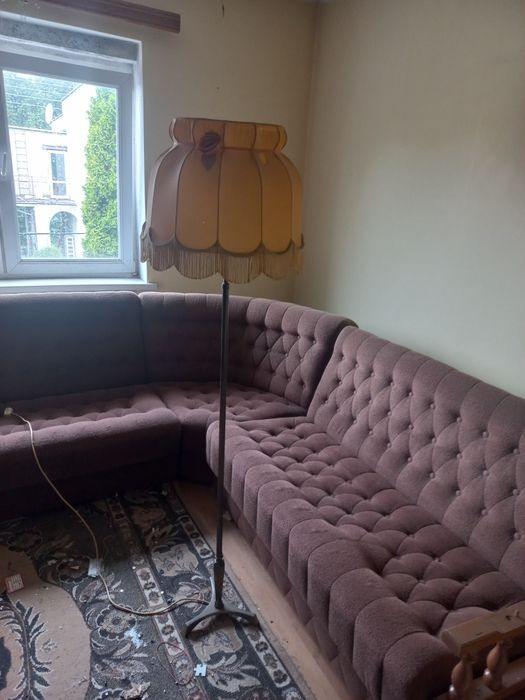 Lampa stojąca z abażurem PRL
